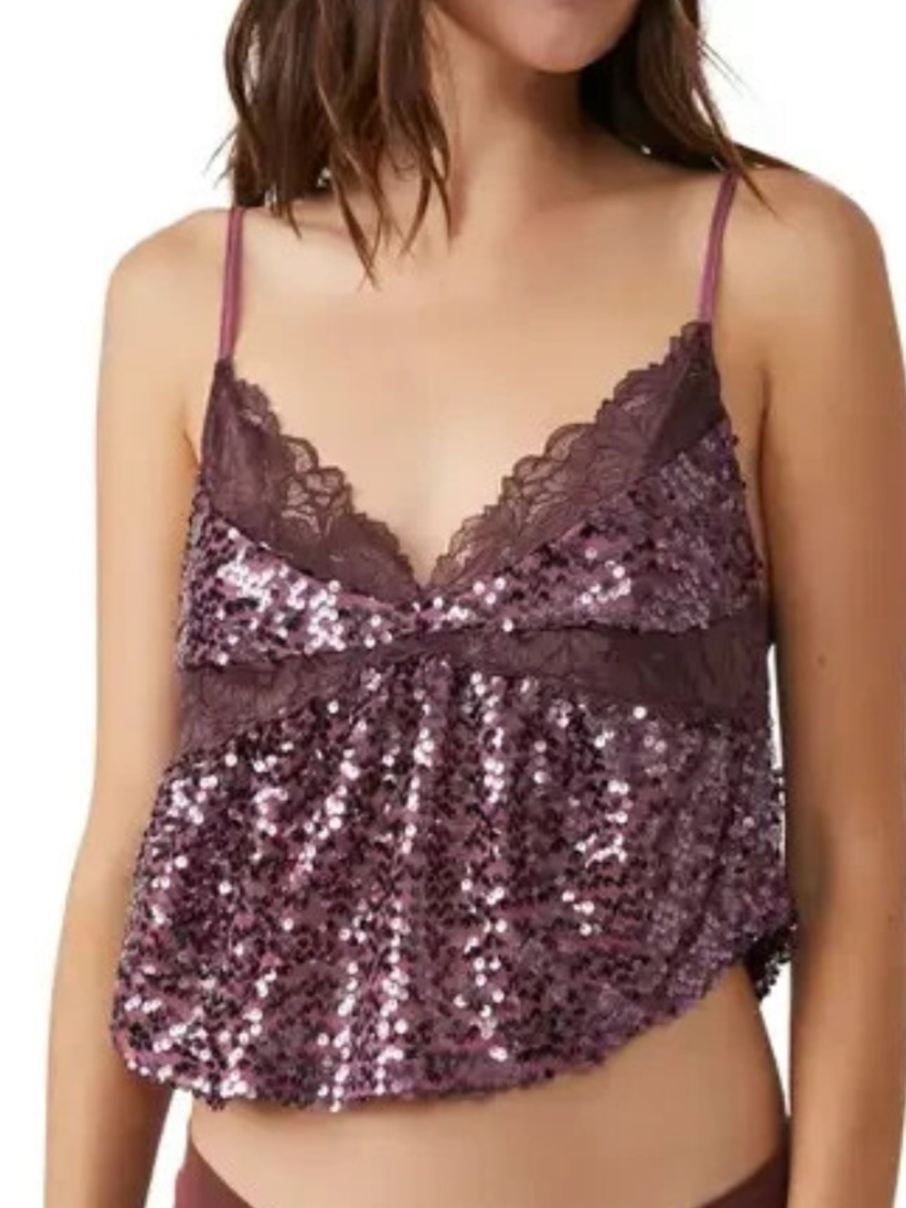 Free People Right Rhythm Sequined Lace Cami Top